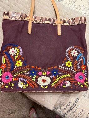 Consuela Embroidered Maroon Tote